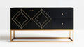 Czarna komoda MDF ze złotą podstawą 160 x 40 x 85 cm