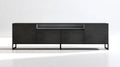 Czarna komoda z MDF na stalowych nóżkach, 180 × 40 × 75 cm
