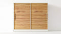 Szafa przesuwna z litego drewna sosnowego, naturalna/biała, 200 x 60 x 220 cm
