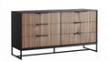 Komoda z lamelowym frontem MDF czarno-beżowa 160 x 40 x 80 cm