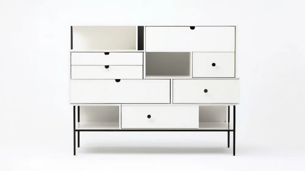 Nowoczesny kredens biało-czarny z MDF 160 x 40 x 150 cm