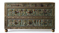 Rustykalna komoda z litego drewna, rzeźbiona, Brązowy/Zielony/Szary/Czerwony/Złoty, 120 x 45 x 90 cm