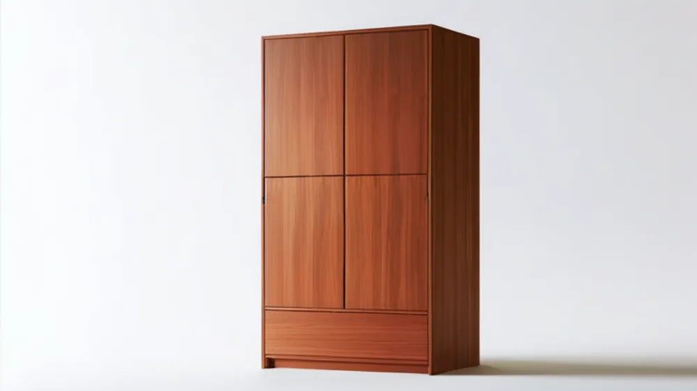 Dwudrzwiowa szafa z szufladą, MDF, orzechowy brąz, 100 × 55 × 200 cm