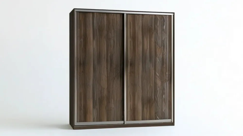 Dwudrzwiowa szafa przesuwna z płyty laminowanej, ciemny orzech/szary, 180 x 60 x 200 cm