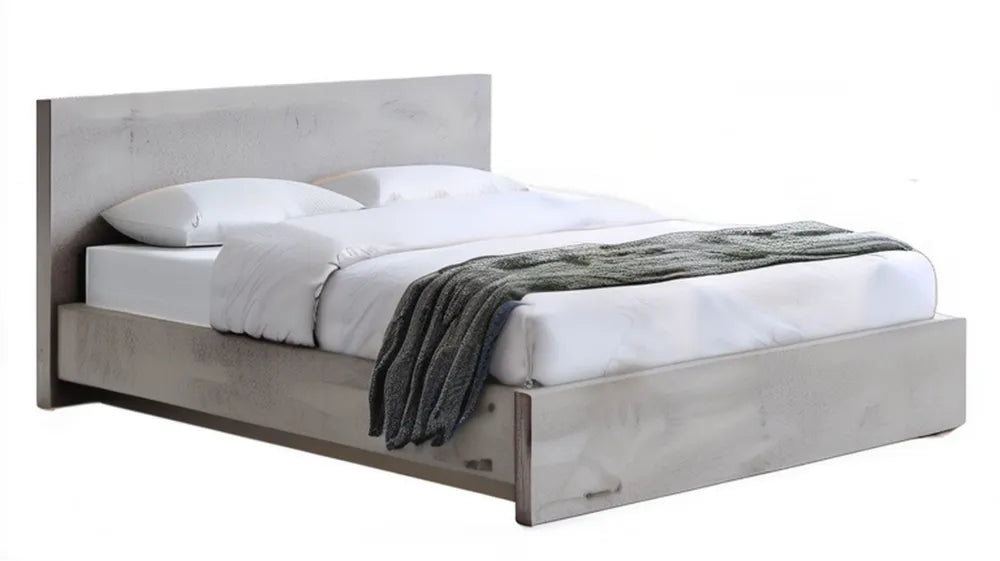 Rama łóżka dwuosobowego 160 x 200 cm z MDF w kolorze szarego betonu