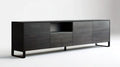 Czarny mebel z płyty MDF na stalowych nogach 180 x 40 x 75 cm