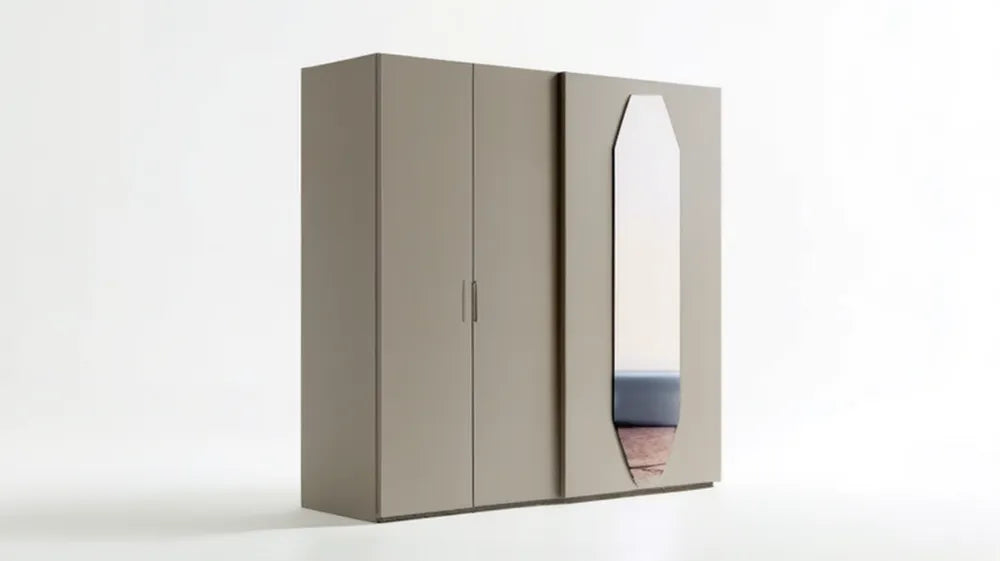 Szafa 3-drzwiowa z lustrem Taupe/Srebrna 150 x 200 x 60 cm