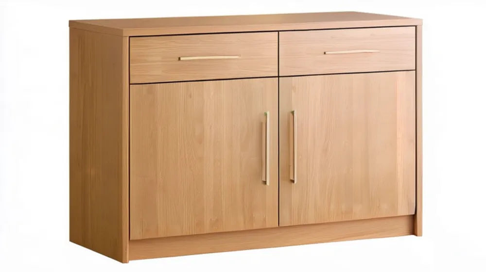 Kredens z płyty laminowanej w kolorze naturalnego dębu, 100 × 40 × 85 cm, 2 drzwi i 2 szuflady